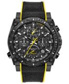 Bulova Men's Chronograph Precisionist Champlain Black & Yellow Rubber Strap Watch 46.5mm