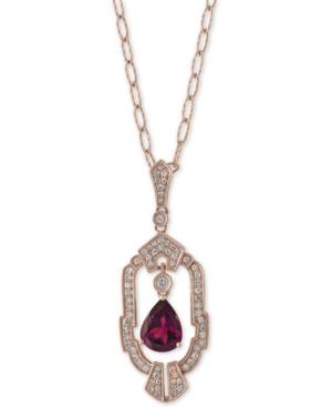 Effy Garnet (1-3/8 Ct. T.w.) And Diamond (1/3 Ct. T.w.) 18 Pendant Necklace In 14k Rose Gold