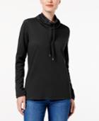 Karen Scott Drawstring Funnel-neck Sweatshirt, Created For Macy's