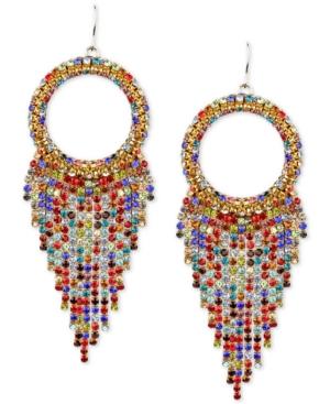 Deepa Gold-tone Crystal Circle & Fringe Drop Earrings