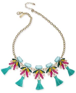 I.n.c. Gold-tone Multi-stone & Tassel Statement Necklace, 18 + 3 Extender, Created For Macy's