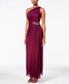 Alex Evenings One-shoulder Beaded Gown