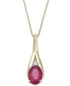 Ruby (1 Ct. T.w.) & Diamond Accent 18 Pendant Necklace In 14k Gold