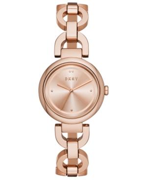 Dkny Women's East Rose Gold-tone Stainless Steel Bracelet Watch 30mm