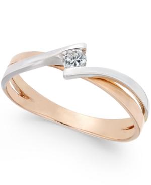 Diamond Two-tone Promise Ring (1/10 Ct. T.w) In 10k Gold