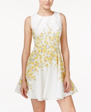 Teeze Me Juniors' Sleeveless Floral-print Fit & Flare Dress