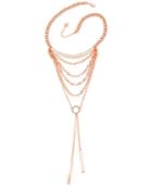 Guess Rose Gold-tone Multi-layer Faux Leather Lariat Necklace