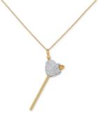 Sis By Simone I. Smith Clear Crystal Heart Lollipop Small Pendant Necklace In 18k Gold Over Sterling Silver