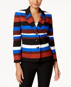 Nine West Crepe Scuba Striped Three-button Jacket