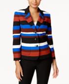 Nine West Crepe Scuba Striped Three-button Jacket