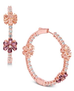 Joan Boyce Flower Crystal Pave 1-1/2 Hoop Earrings