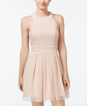 Trixxi Juniors' Bow-back Pleated A-line Dress