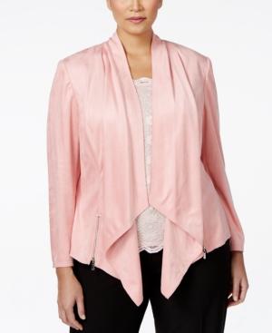 Tahari Asl Plus Size Draped Faux-suede Jacket