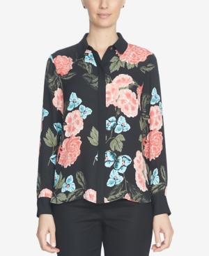 Cece Floral-print Button-front Blouse