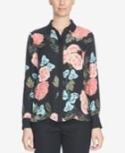 Cece Floral-print Button-front Blouse