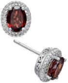 Rhodolite Garnet (3 Ct. T.w.) & Diamond Accent Stud Earrings In Sterling Silver