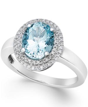 Aquamarine (1-1/2 Ct. T.w.) And Diamond (1/5 Ct. T.w.) Ring In 14k White Gold