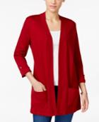 Karen Scott Petite Cotton Open-front Cardigan, Created For Macy's