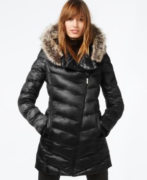 Rachel Rachel Roy Faux-fur-trim Asymmetrical Puffer Coat