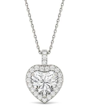 Moissanite Heart Halo Pendant (2-1/8 Ct. Tw.) In 14k White Gold