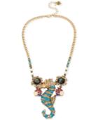 Betsey Johnson Gold-tone Crystal Seahorse Collar Necklace