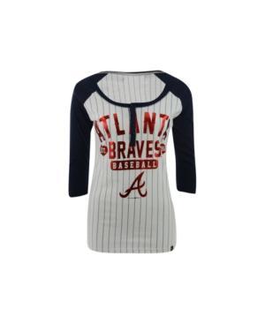 5th & Ocean Women's Atlanta Braves Striped Henley Top