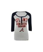 5th & Ocean Women's Atlanta Braves Striped Henley Top