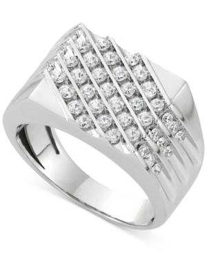 Men's Diamond Diagonal Ring (1 Ct. T.w.) In 10k White Gold