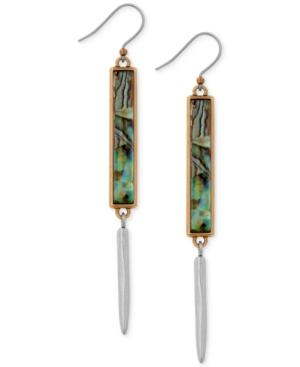 Lucky Brand Two-tone Abalone-look Linear Drop Earrings