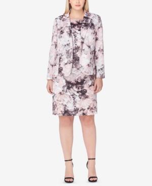 Tahari Asl Plus Size Printed One-button Blazer