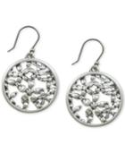 Lucky Brand Silver-tone Flower Openwork Coin Drop Earrings