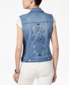 Style & Co Embroidered Denim Vest, Only At Macy's