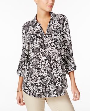 Charter Club Petite Floral-print Blouse, Only At Macy's
