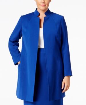 Tahari Asl Plus Size Open-front Long Jacket