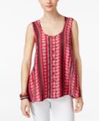 Style & Co Petite Printed High-low Blouse, Only At Macy's