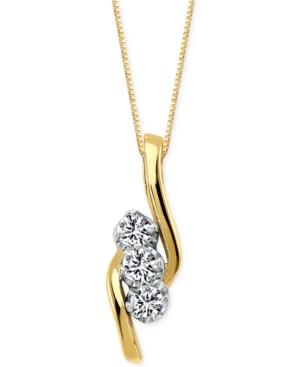 Diamond 3-stone Pendant Necklace (3/4 Ct. T.w) In 14k Gold
