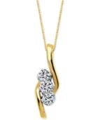 Diamond 3-stone Pendant Necklace (3/4 Ct. T.w) In 14k Gold