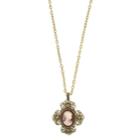 2028 Gold Tone Simulated Dark Orange Cross Cameo Necklace 16 Adjustable