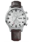 Hugo Boss Watch, Men's Brown Croc Embossed Leather Strap 1512447