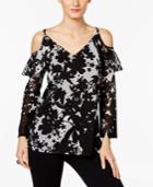 Inc International Concepts Ruffled Cold-shoulder Peasant Top, Created For Macy's