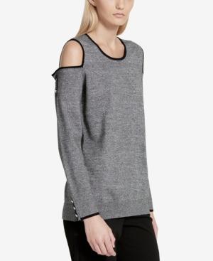 Calvin Klein Contrast-trim Cold-shoulder Sweater