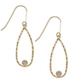 Cubic Zirconia Teardrop Earrings In 10k Gold