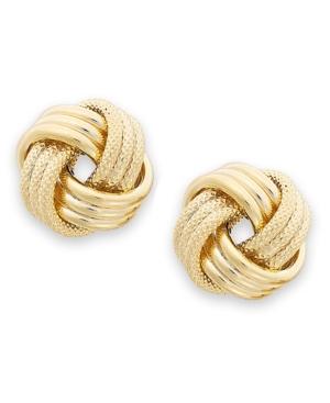 14k Gold Earrings, Triple Love Knot Stud Earrings