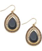 Inc International Concepts Gold-tone Jet Stone Framed Drop Earrings, Only At Macy's