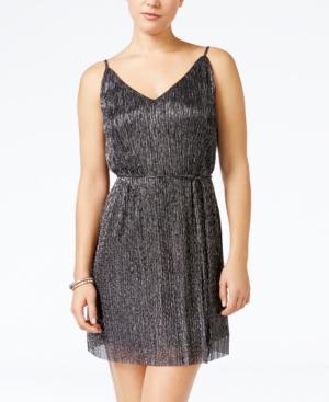 As U Wish Juniors' Metallic Crinkled A-line Dress