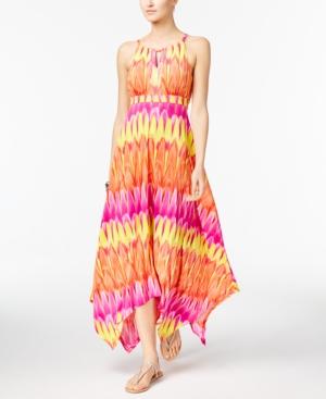 Inc International Concepts Petite Printed Embellished Handkerchief-hem Maxi Dress, Only At Macy's