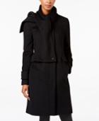 Calvin Klein Wool-blend Walker Coat With Attached Scarf