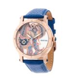 Bertha Quartz Betsy Collection Rose Gold And Blue Leather Watch 38mm