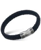 Esquire Men's Jewelry Black Leather Braided Bracelet In Stainless Steel, First At Macy's