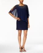 Xscape Beaded Cape Overlay Dress